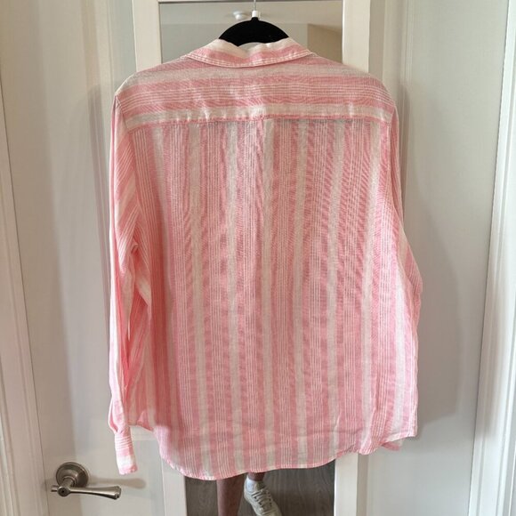 Frank and Eileen Eileen Button Up Blouse Size Medium Color Pink White - Picture 5 of 5